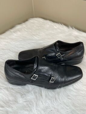 Bruno Magli Men's Black Double Monk Strap Leather Dress Shoes 10.5